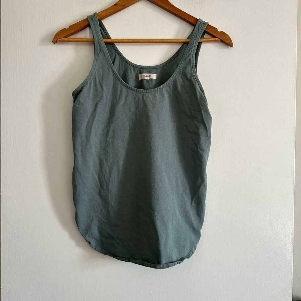 Madewell Teal Strum Side Slit Classic Tank Top Size XS EUC - Picture 2 of 7